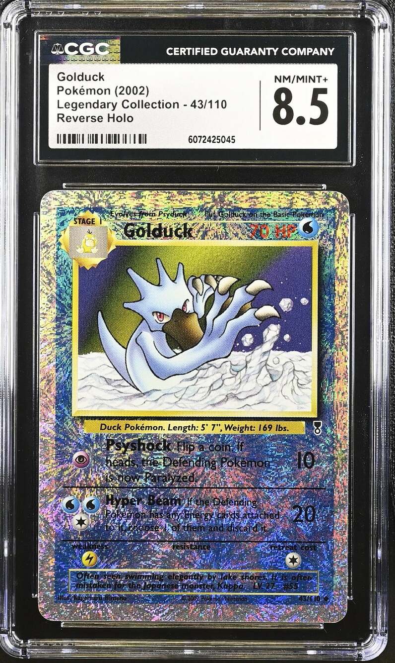 CGC 8.5 NM/MINT+ Golduck 43/110 Pokémon 2002 Legendary Collection Reverse Holo